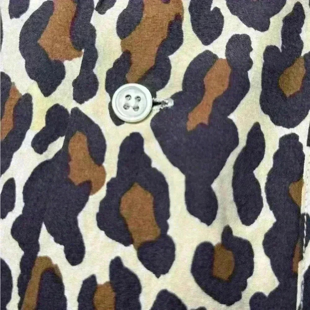 Vintage Bergdorf Goodman Long Sleeve 100% Rayon Leopard Button Down Women Small - Picture 12 of 13
